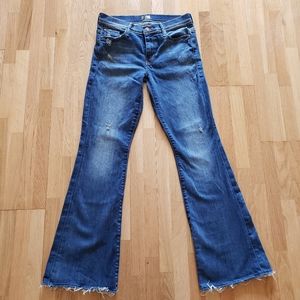 Mother The Cruiser Rough it Up Flare Raw Hem Sz 28